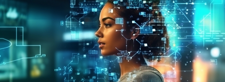 AI code ghosted over a women's profile image