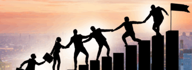 DesignBrief Mentors helping others up the. mountain